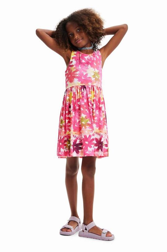 Детское хлопковое платье Desigual, розовый
