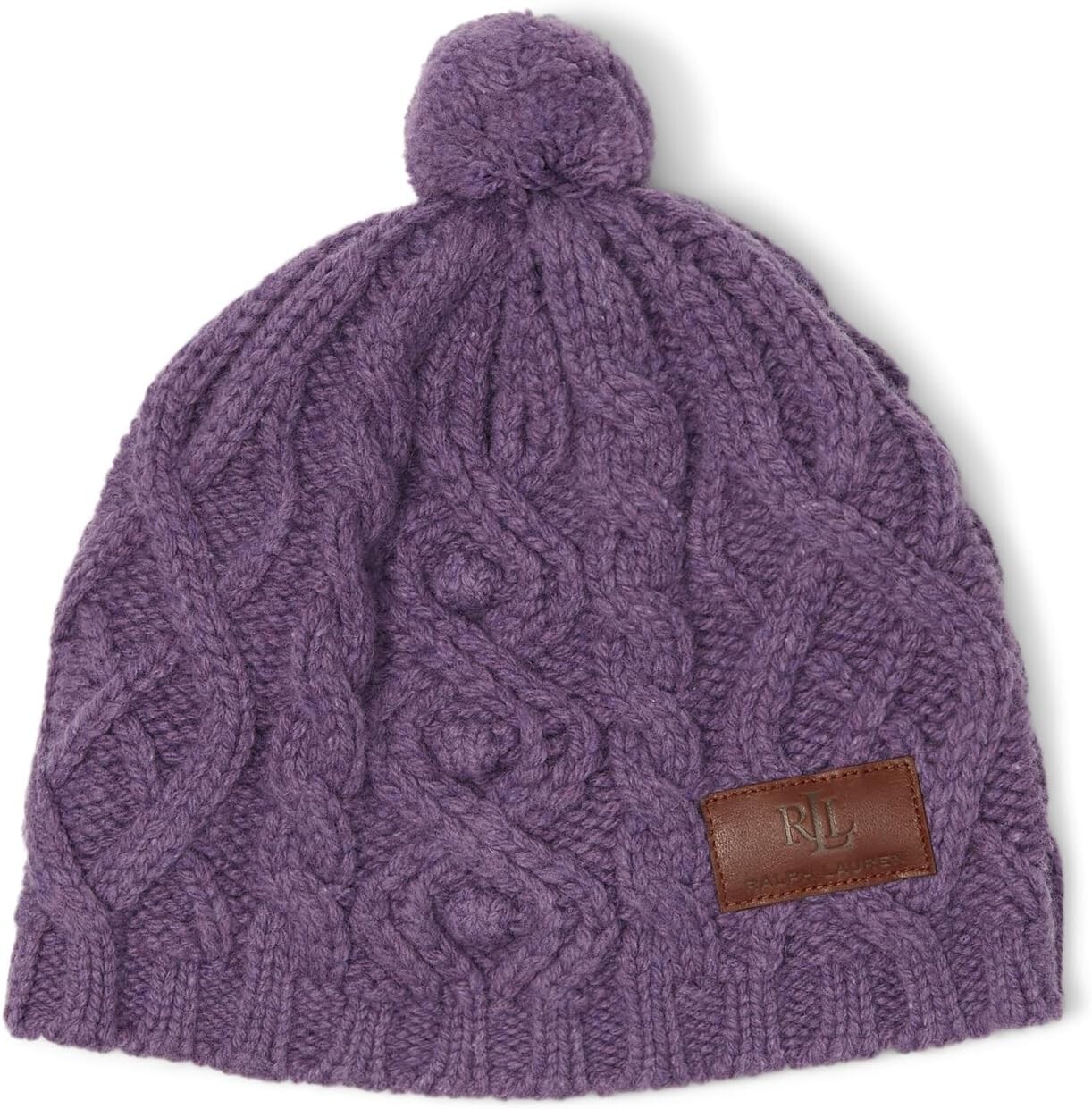 

Шапка косой вязки с помпоном LAUREN Ralph Lauren, цвет Light Purple