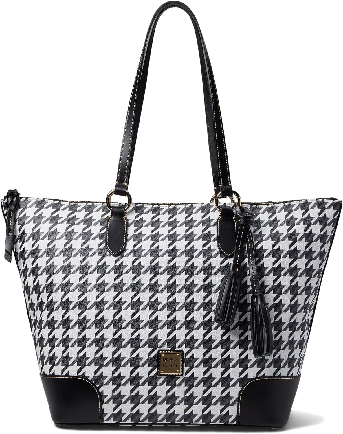 

Карьерная сумка-тоут с узором «гусиные лапки» Dooney & Bourke, цвет Black/Black