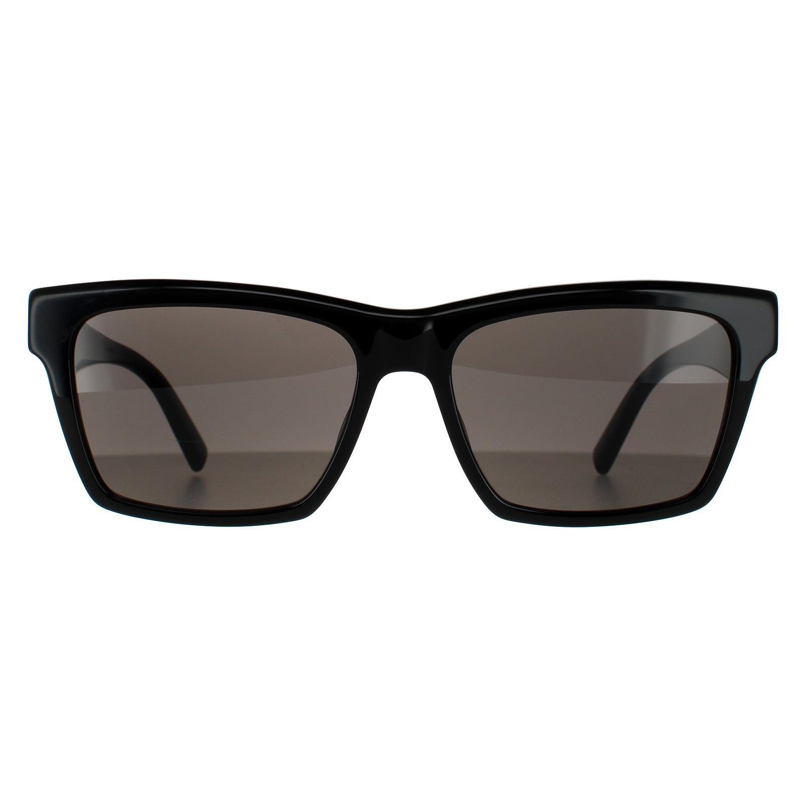 Прямоугольные блестящие черные темно-серые солнцезащитные очки Saint Laurent, черный