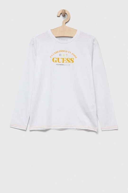 

Детская хлопковая рубашка Guess с длинными рукавами, белый