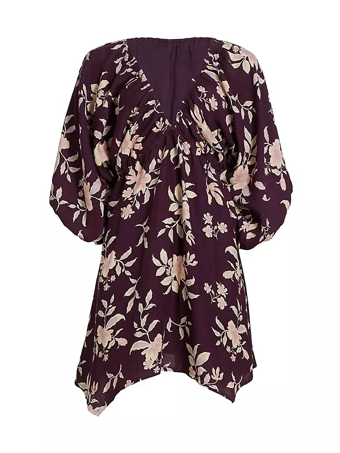 

Мини-платье Portia из льна с цветочным принтом Free People, цвет black cherry combo