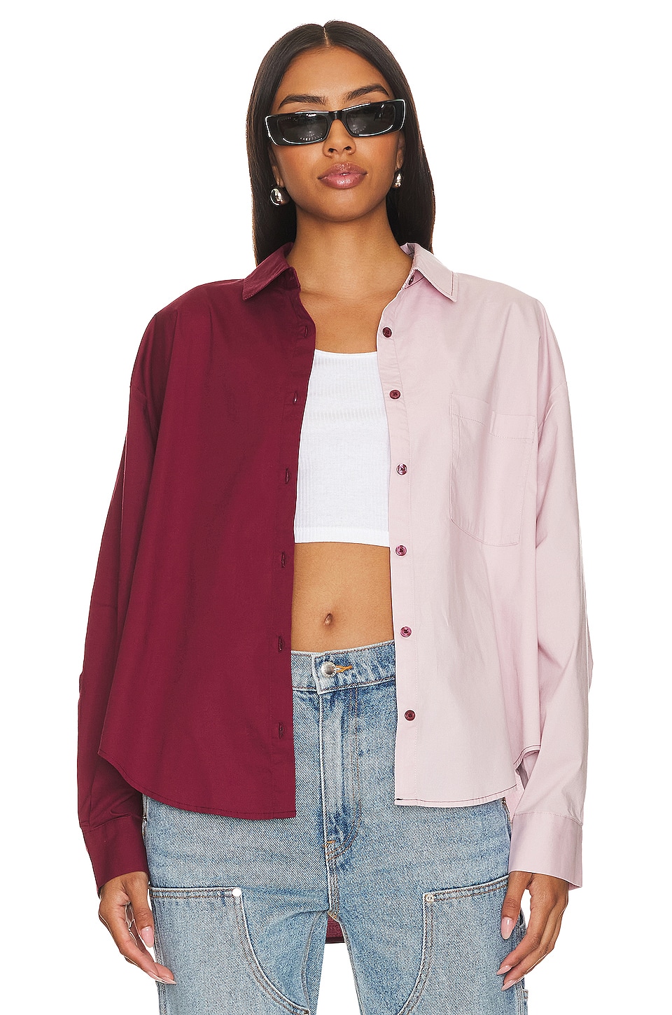 Рубашка PISTOLA Sloane Oversized Button Down, цвет Bordeaux Pink Split кроссовки munich nim bordeaux light pink