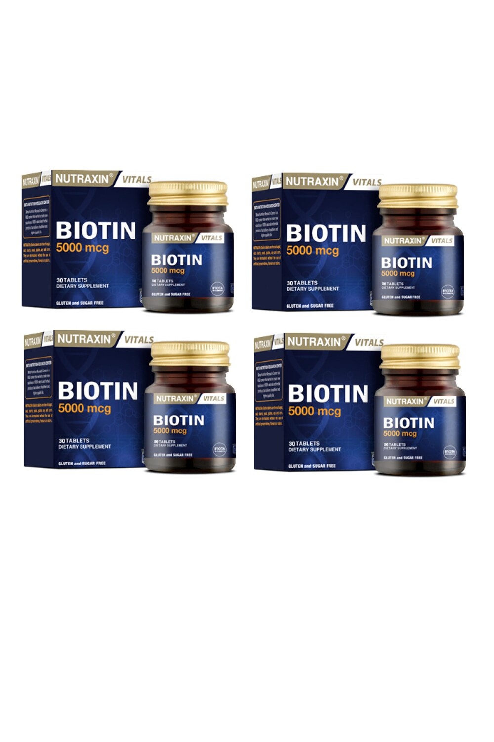 

Nutraxin 5000 мкг 30 таблеток биотина 4 штуки