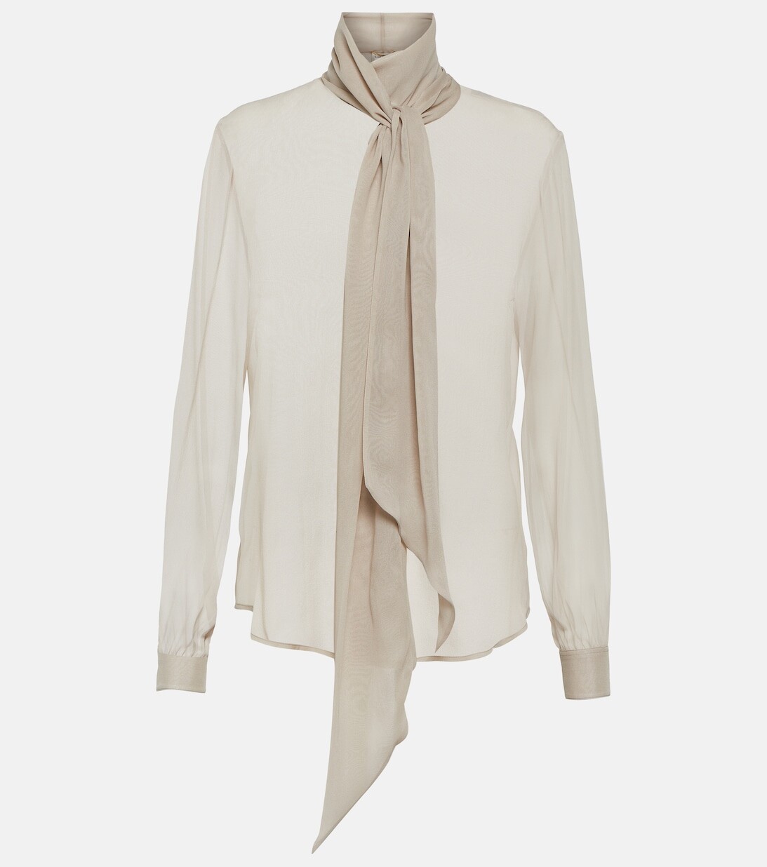 

Блузка Lavallière из шелка SAINT LAURENT, бежевый