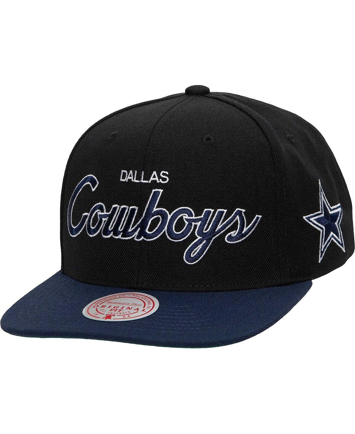 

Мужская черная, темно-синяя шляпа Snapback Dallas Cowboys Team Script 2.0 Mitchell & Ness