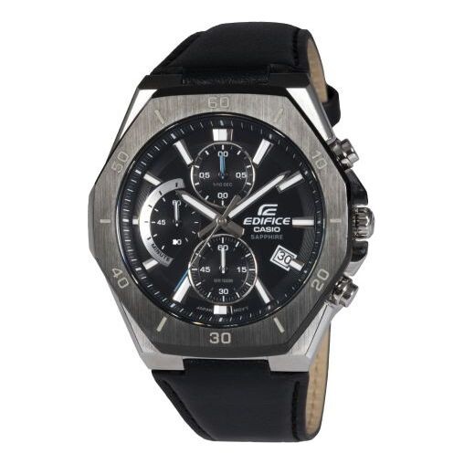 

Часы Men's CASIO Edifice Fashion Business Classic Three Eyes Octagonal Dial Black Watch Mens Analog, черный