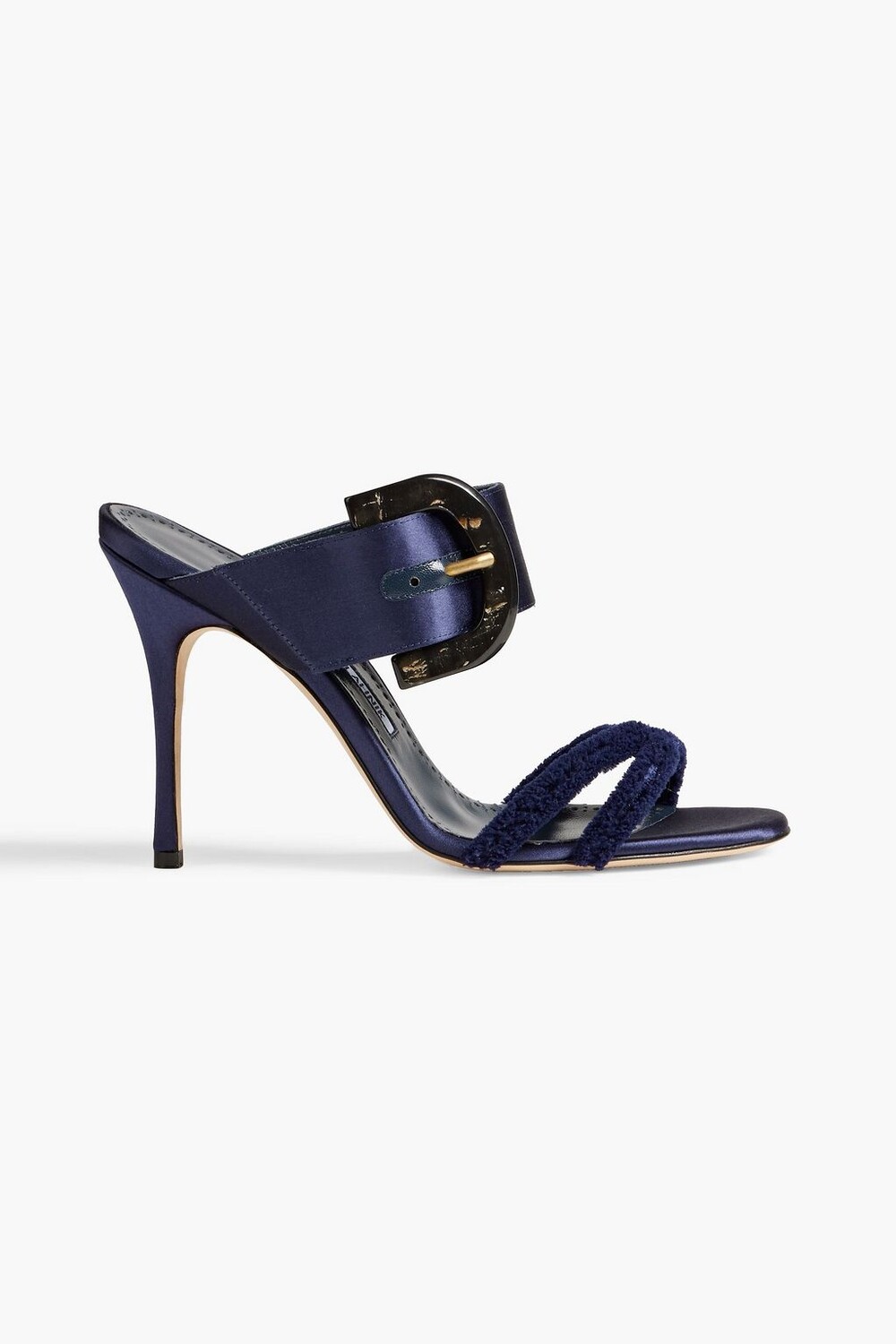 

Мюли Guey 105 из атласа и флиса с пряжками MANOLO BLAHNIK, нави