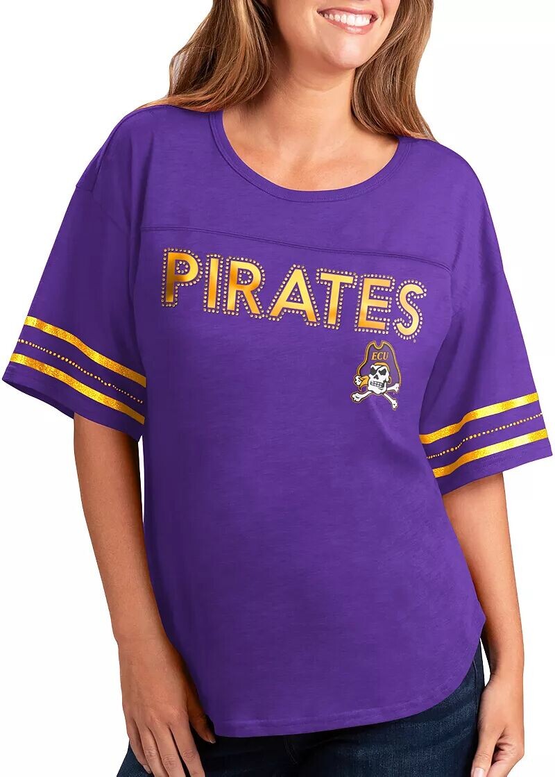 

Женская футболка G-III For Her фиолетового цвета с экстра-пойнтами East Carolina Pirates