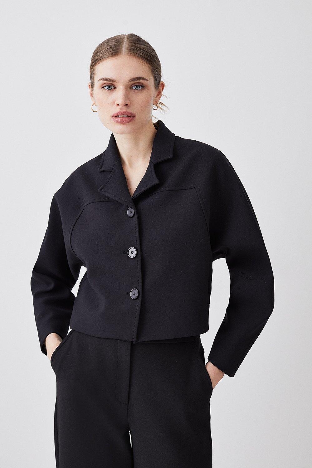 

Компактная эластичная куртка с закругленными рукавами Karen Millen, черный