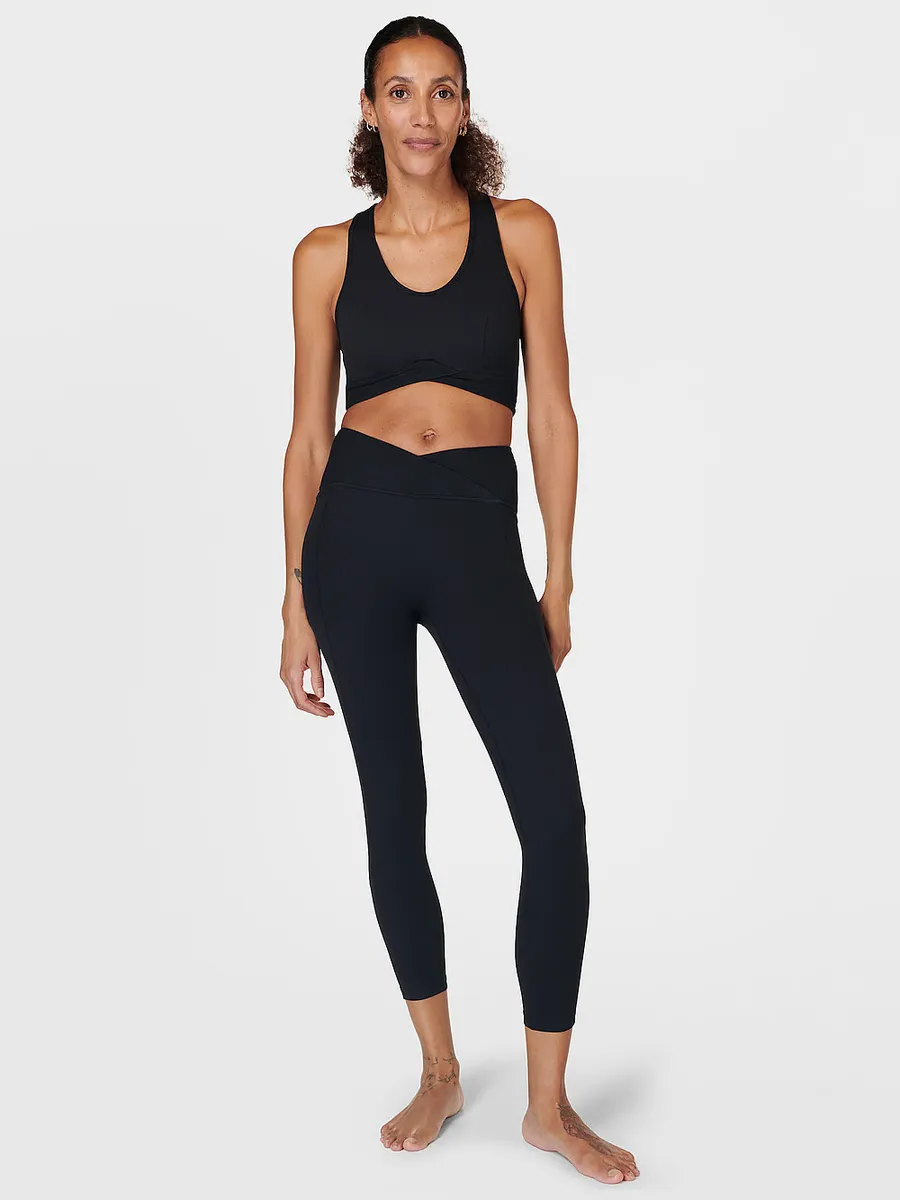

Супермягкие ультралегкие леггинсы для йоги с запахом 7/8 Sweaty Betty, черный