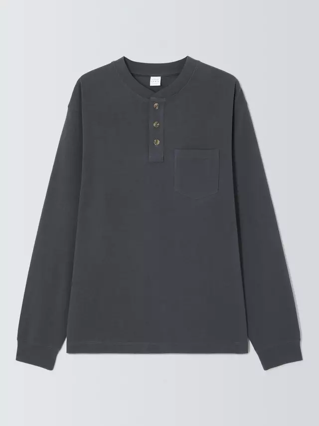 

Футболка John Lewis Henley Long Sleeve Heavyweight Cotton