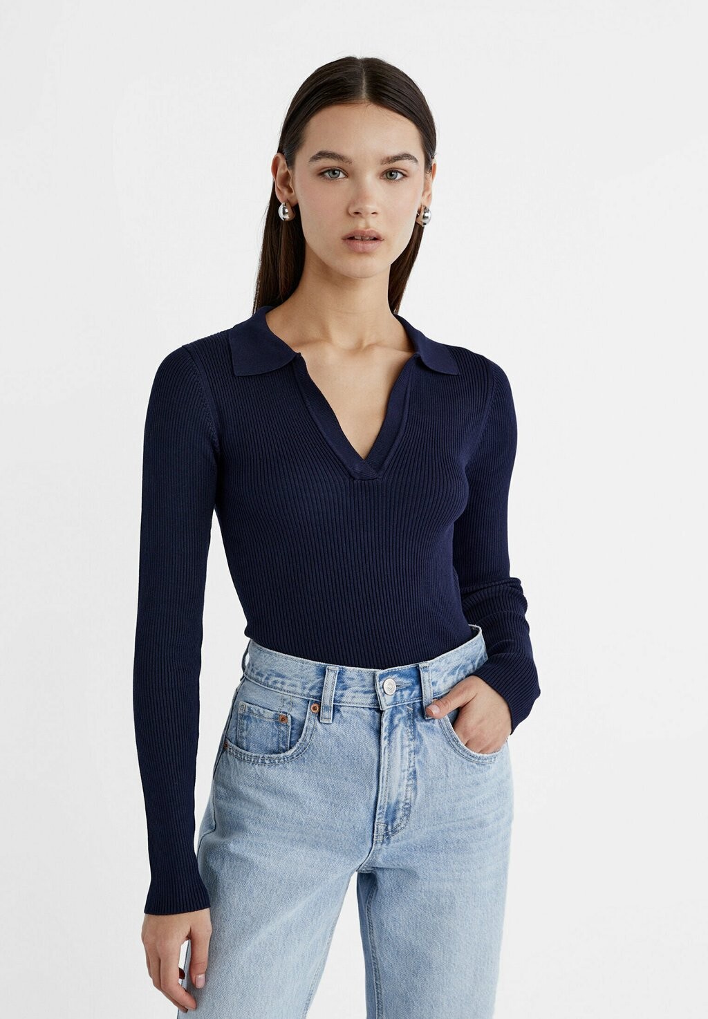 

Вязаный свитер Stradivarius, цвет dark blue