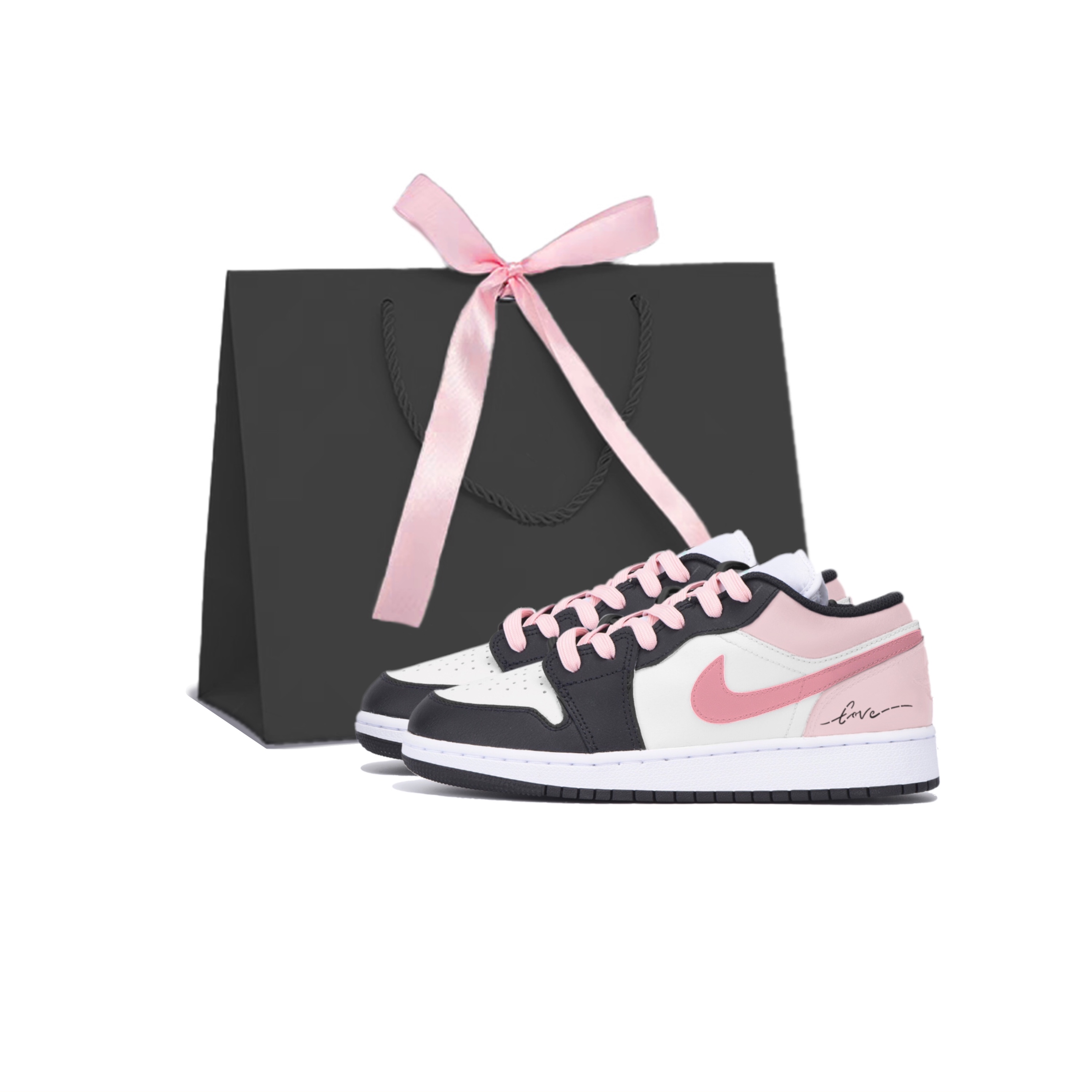 

Кроссовки Air Jordan 1 Vintage Basketball Shoes Women's Low-top Black/pink/white, черный