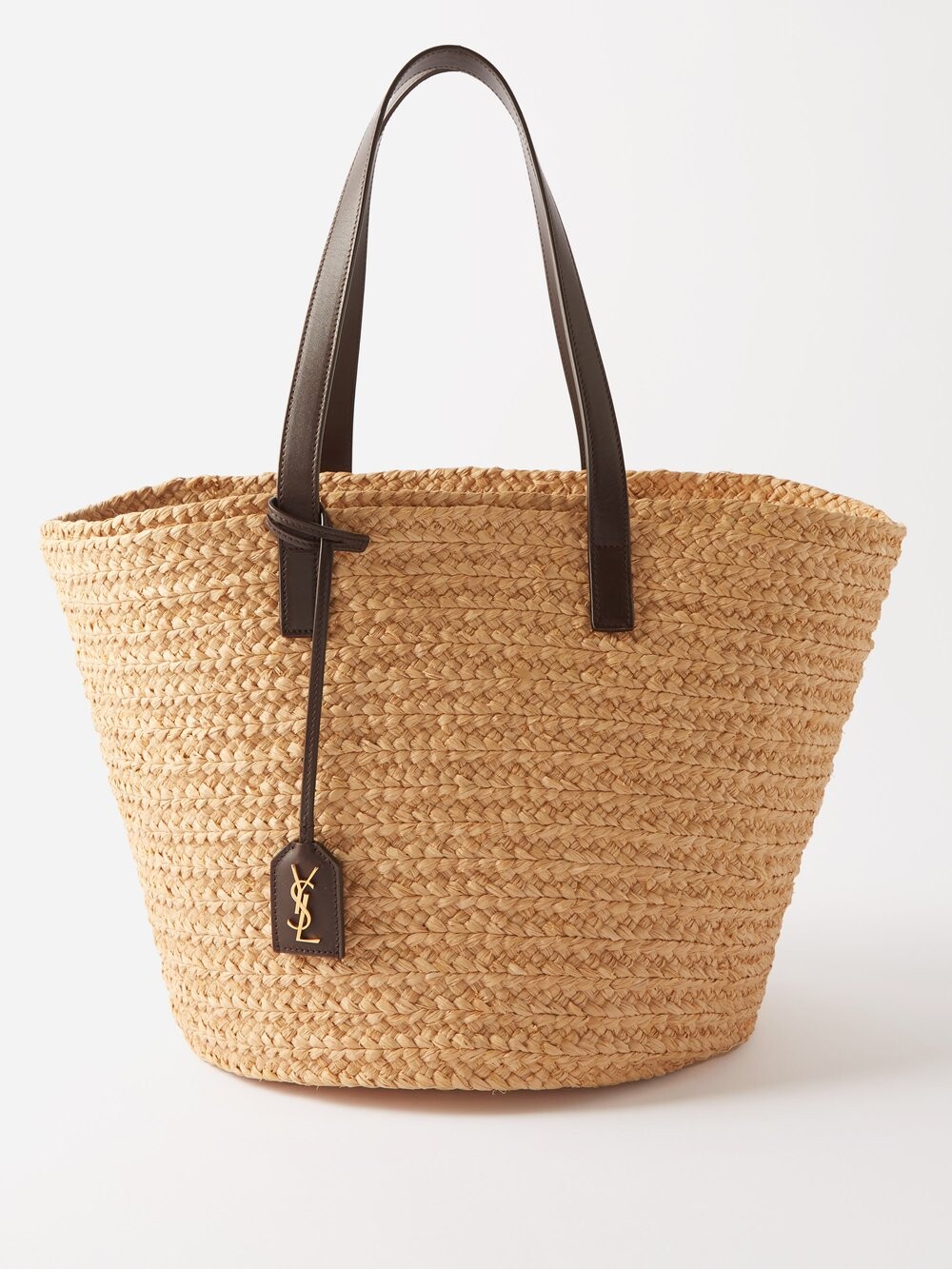 

Сумка-корзина из рафии panier ysl с кожаной отделкой Saint Laurent, бежевый