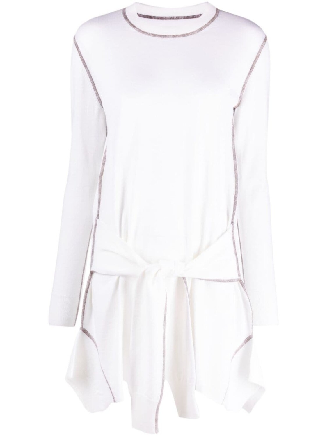 

MM6 Maison Margiela платье мини в рубчик с декоративной строчкой, белый