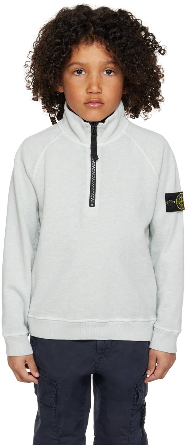 

Детский серый свитшот с молнией до половины Stone Island Junior