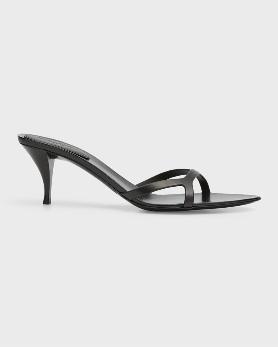

Кожаные шлепанцы Gippy на каблуке-рюмочке Saint Laurent