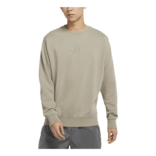 

Толстовка Men's Nike Nsw Essentials+ French Terry Logo Printing Round Neck Pullover Long Sleeves Moon Lime, серый