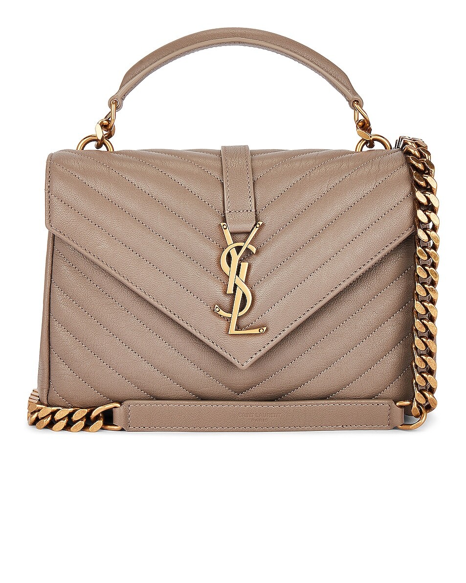 

Сумка кросс-боди Saint Laurent Medium College Chain, цвет Greyish Brown