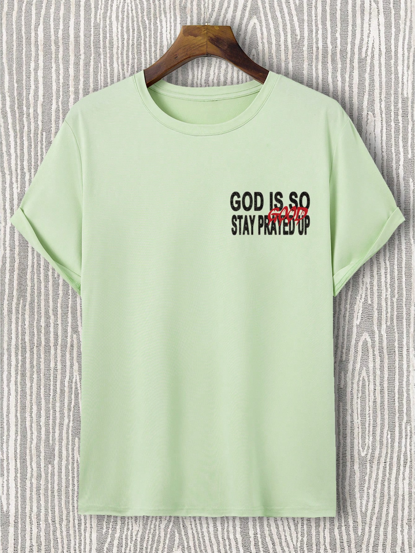 Мужская повседневная футболка Manfinity EMRG с круглым вырезом и принтом слогана, мятно-зеленый