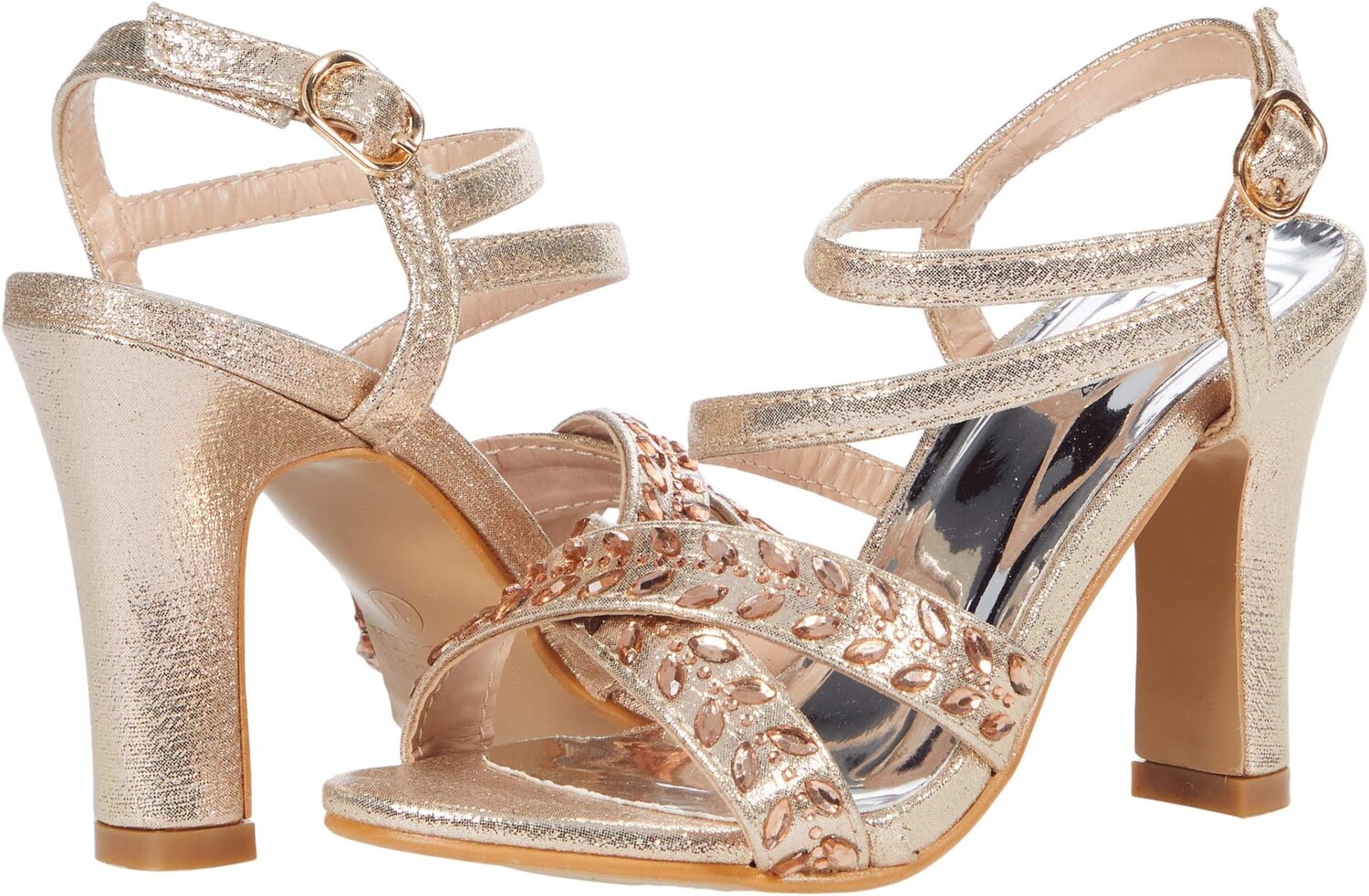 

Босоножки Arianna Embossed Sandal Badgley Mischka, цвет Rose Gold