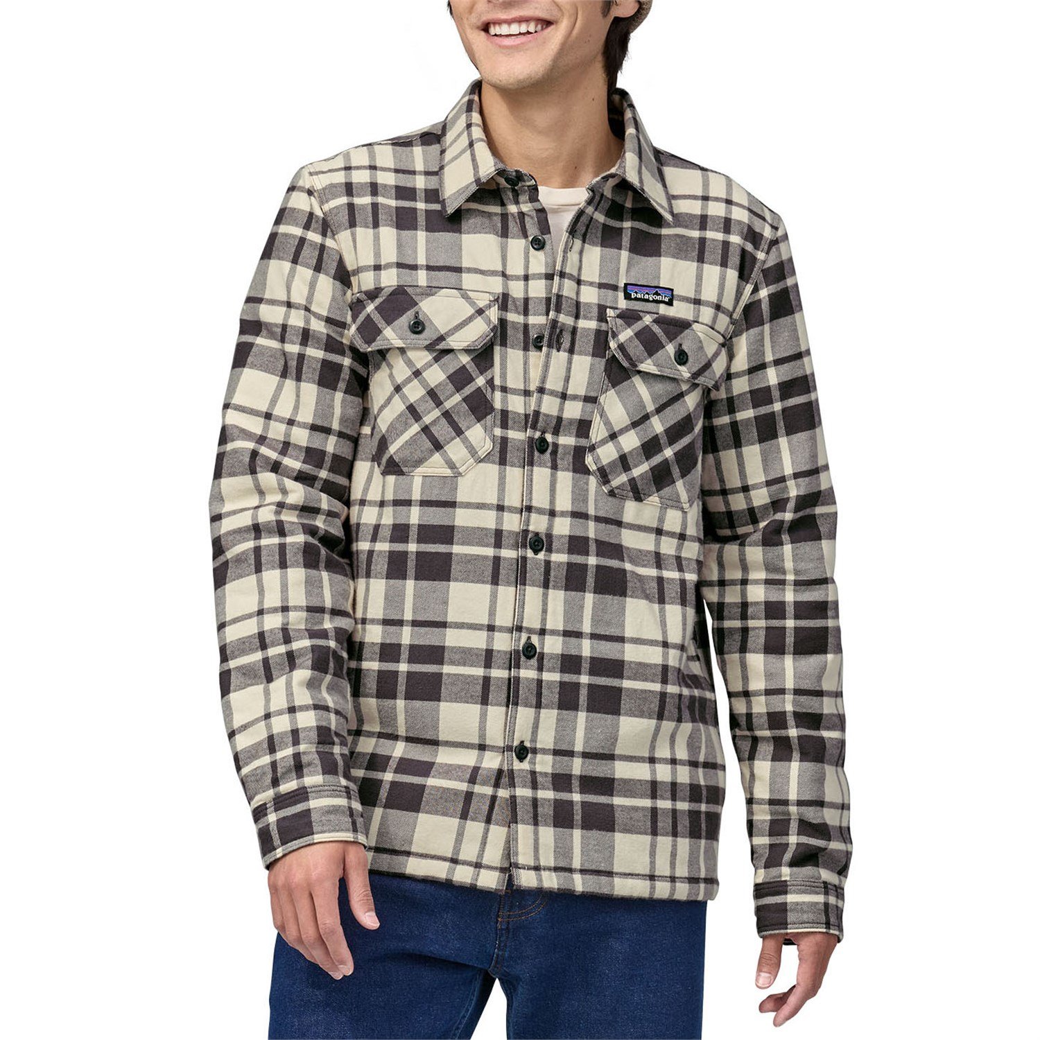 Рубашка Patagonia Fjord Midweight Insulated Flannel, цвет Ice Caps: Smolder Blue