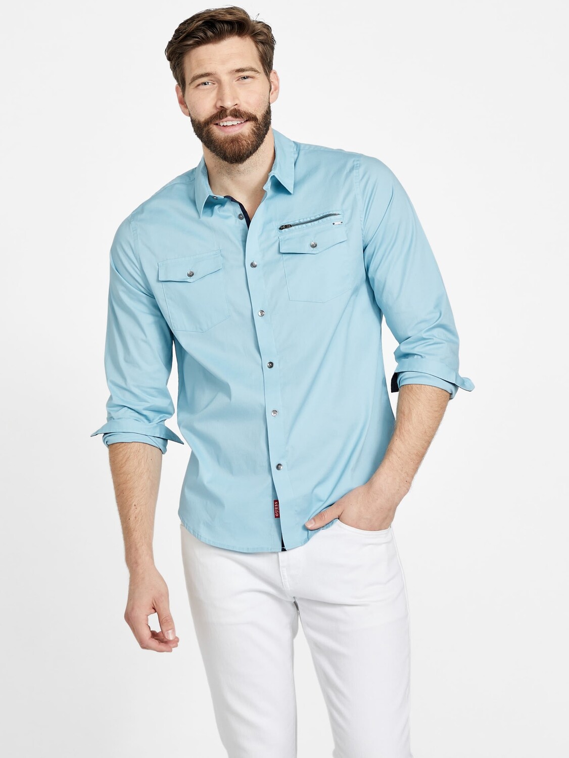 

Рубашка Linwood из поплина Guess Factory, цвет Remarkable Blue