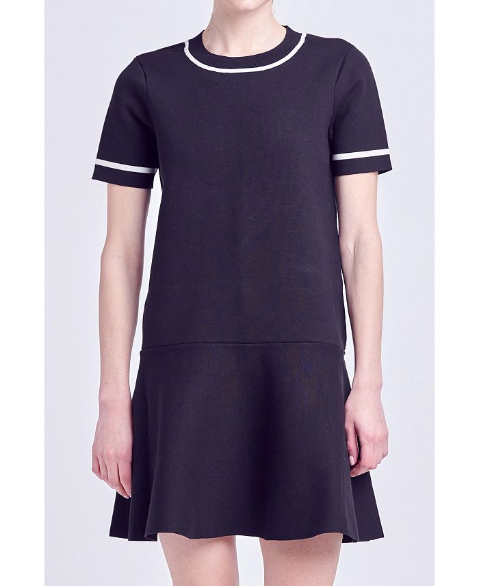 цена Женское трикотажное мини-платье контрастного цвета English Factory, черный