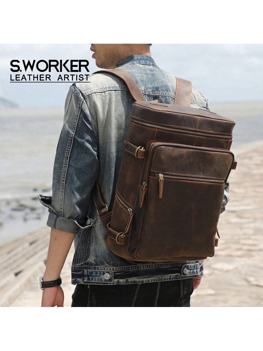 Винтажный рюкзак из натуральной кожи, коричневый винтажный противоугонный рюкзак коричневый