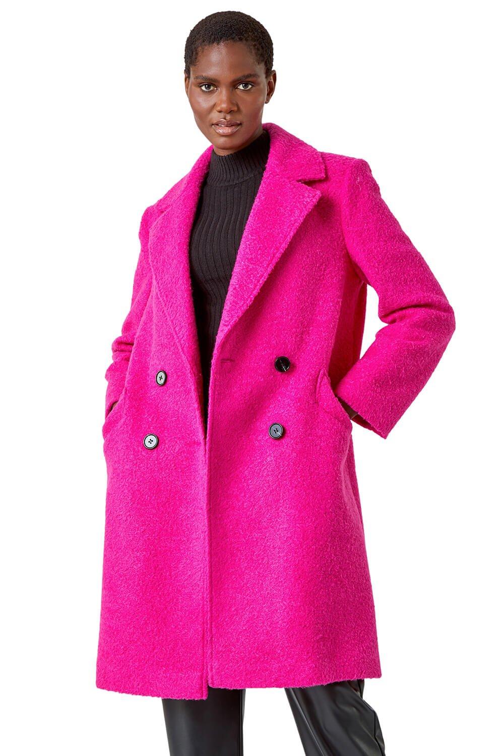 Свободное двубортное пальто из букле Roman, розовый