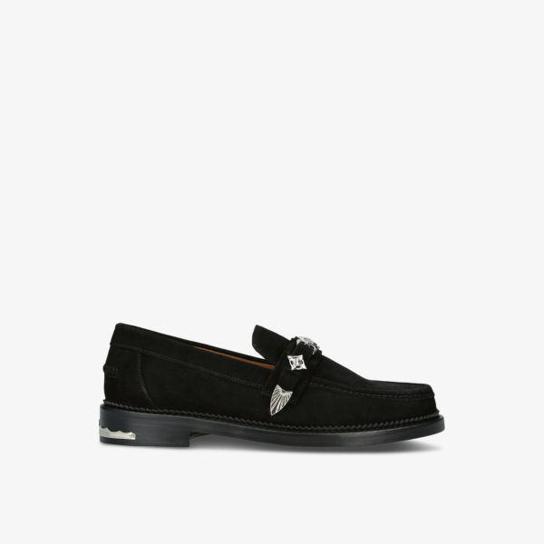 Замшевые лоферы с фурнитурой Toga Virilis, черный кожаные ботинки с декором concho toga virilis черный