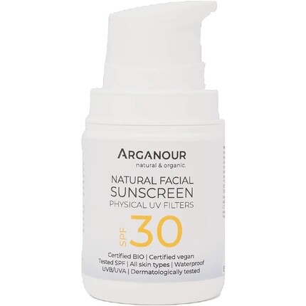 

Натуральный и органический солнцезащитный крем для лица Spf30, 50 мл, Arganour