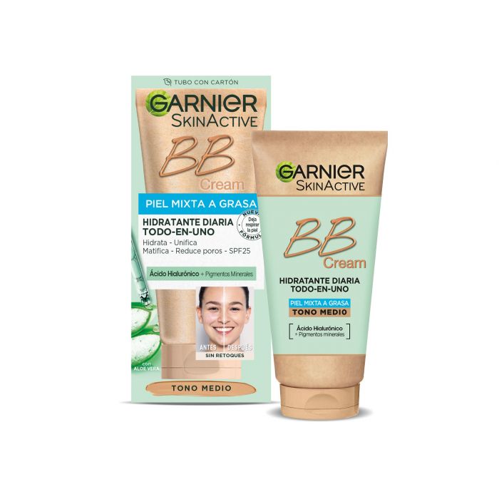 BB-крем Skin Active BB Cream Matificante para Pieles Mixtas a Grasas Garnier, Medio bb крем bb cream pieles mixtas y grasas ziaja claro