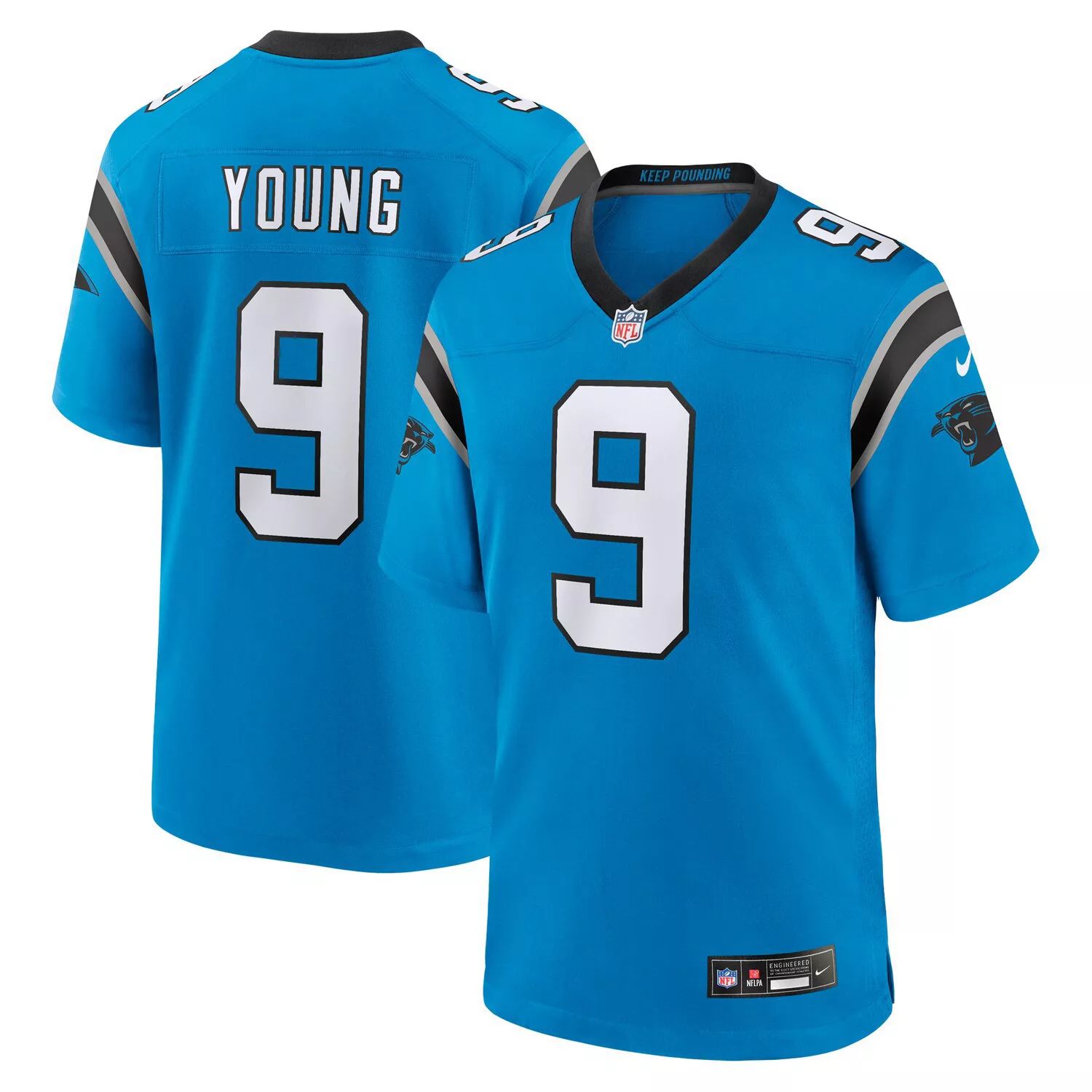 

Мужская футболка Bryce Young Blue Carolina Panthers драфта НФЛ 2023 года, выбранная в первом раунде, альтернативная игра Nike