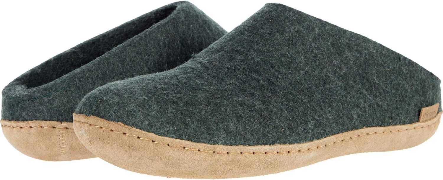 

Тапочки Wool Slip-On Leather Outsole Glerups, цвет Forest