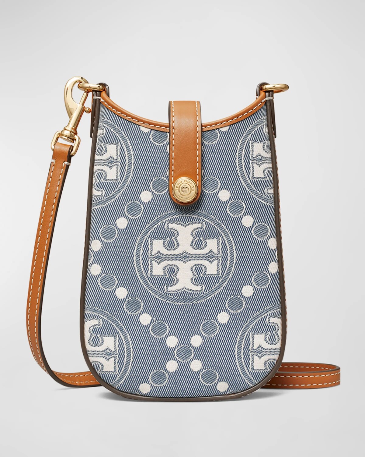

Джинсовая сумка через плечо для телефона с монограммой T Tory Burch, цвет Multi