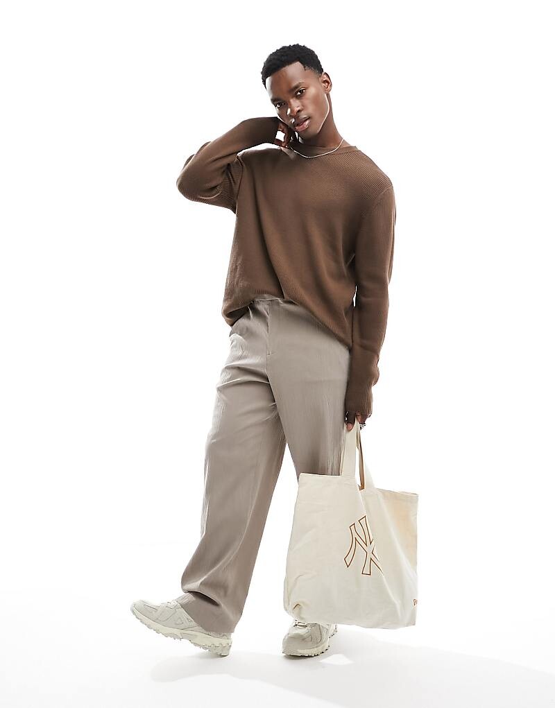 

ASOS DESIGN – Essential – Коричневый вязаный свитер оверсайз в рубчик