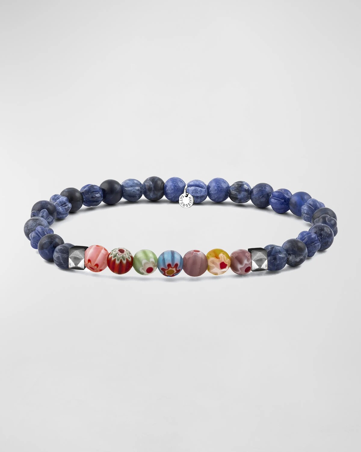 

Мужской браслет из бусин содалит и миллефиори, размер S-XXL Tateossian, цвет Sodalite