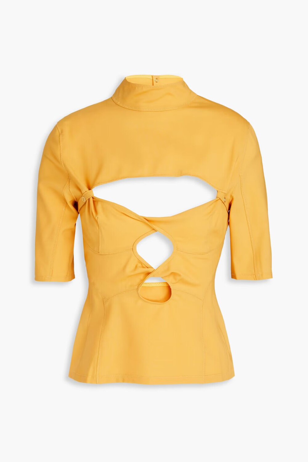 

Топ Palmi из эластичной шерсти с поворотным вырезом спереди Jacquemus, цвет Marigold