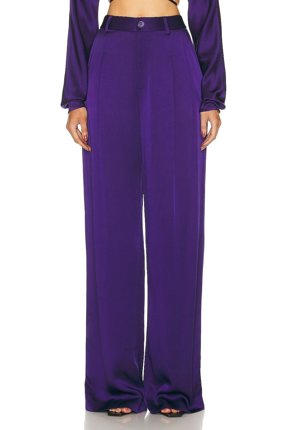 

Брюки Lapointe Doubleface Satin Relaxed Pleated, фиолетовый