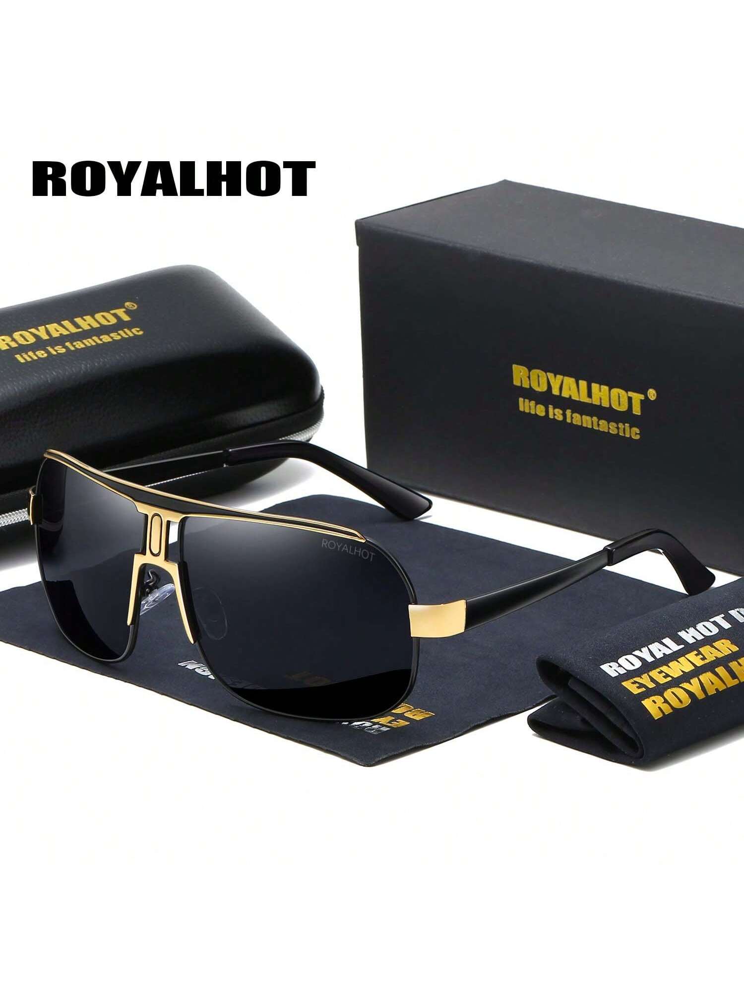 RoyalHot мужские и женские поляризационные солнцезащитные очки в квадратной оправе из сплава цена и фото