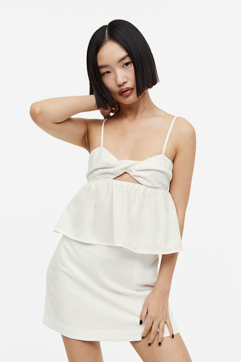 

Топ с баской и перекрученной деталью H&M, белый