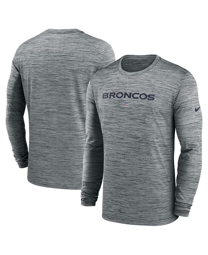 

Мужская серая футболка с длинным рукавом Denver Broncos Sideline Team Velocity Performance Nike, серый