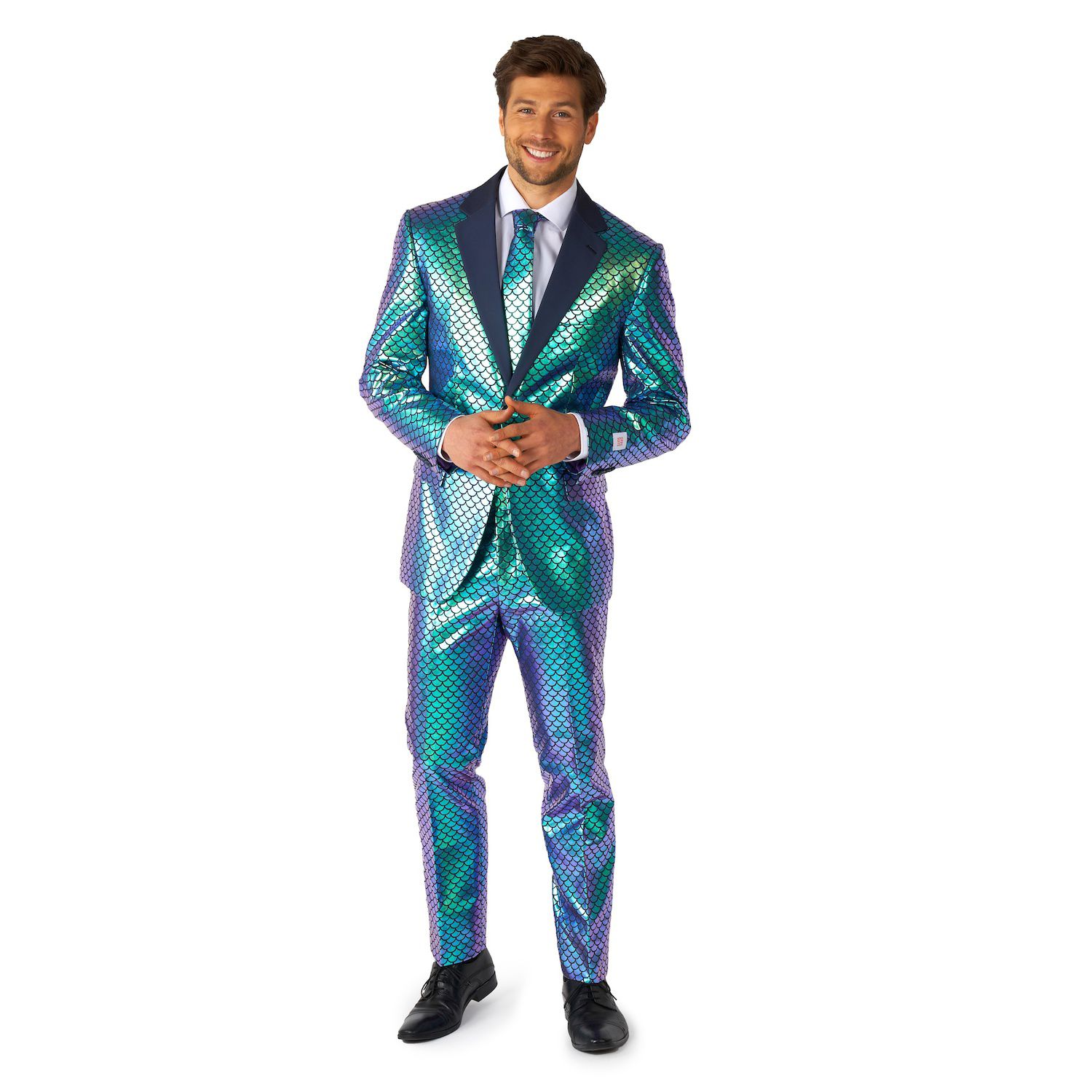 Мужской костюм в стиле металлик с рыбьей чешуей OppoSuits цена и фото