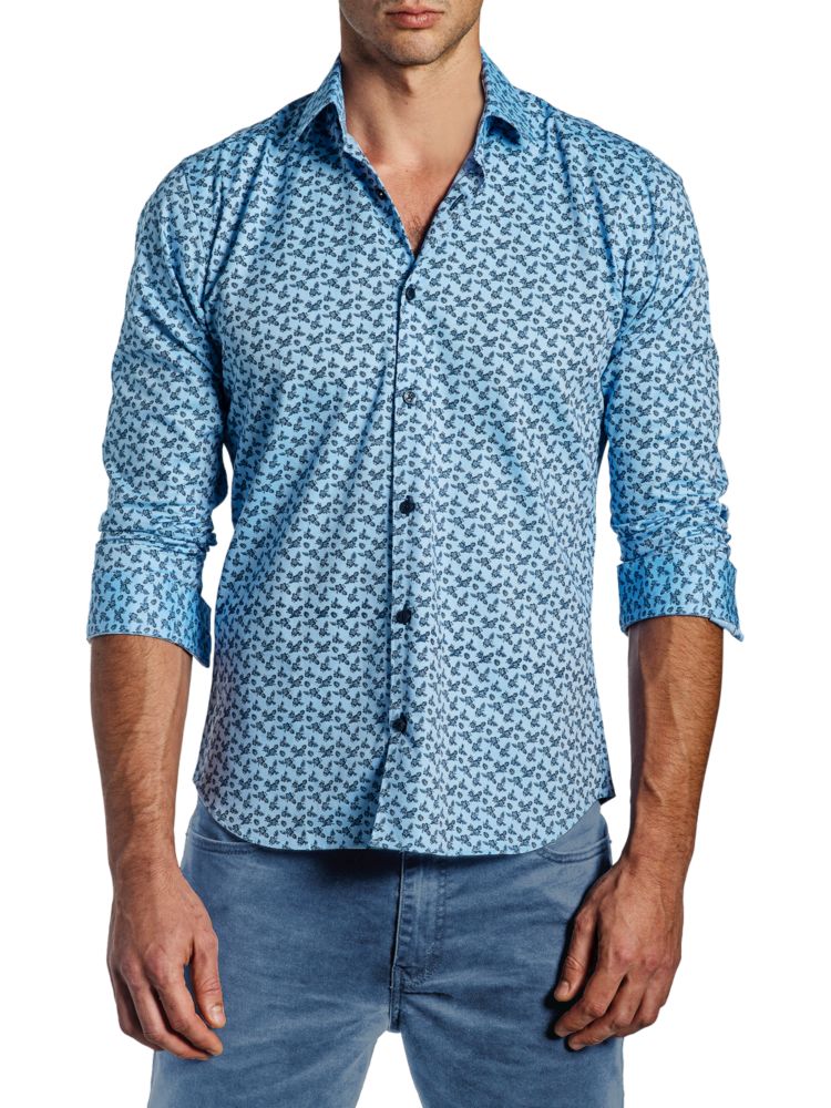 Классическая рубашка с цветочным принтом Jared Lang, синий брюки jared men черные размер 38