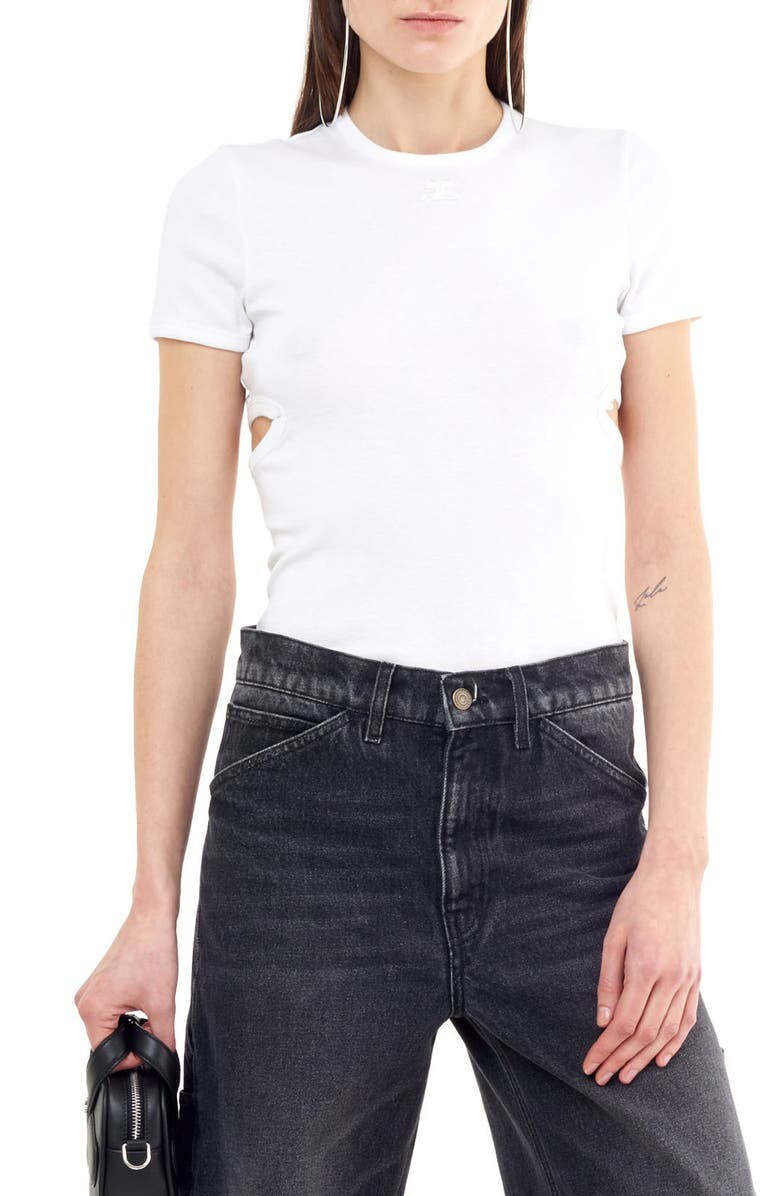 

Хлопковая футболка с вышитым логотипом Slash Cutout COURRÈGES