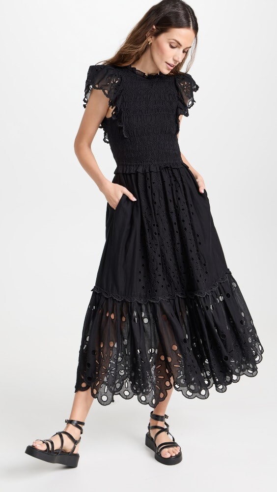 

Платье Sea Addie Eyelet Flutter Sleeve, черный