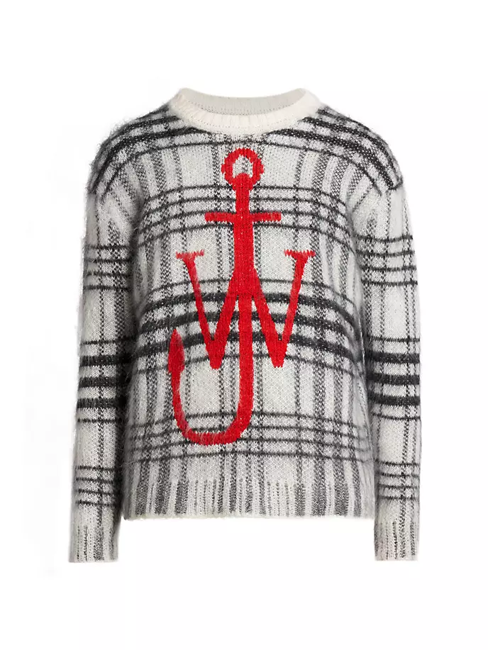 

Свитер из смеси шерсти и мохера в клетку с логотипом Jw Anderson, черный