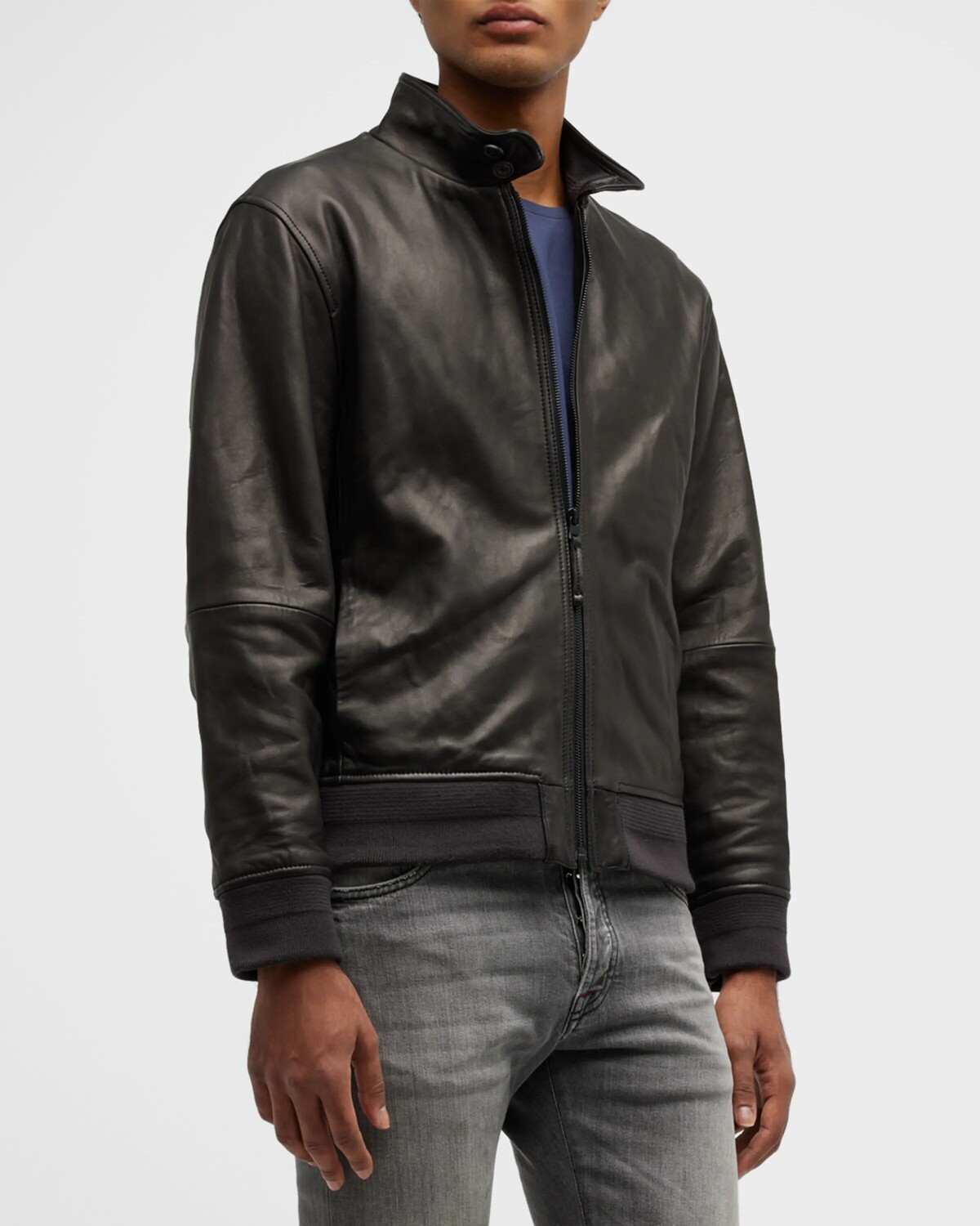 

Мужская кожаная куртка-бомбер Harrington Vince, цвет Black